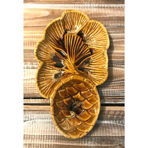 Vintage 1950s Wade California Pottery Leaf Pine Cone Divided Serving Dish MCM